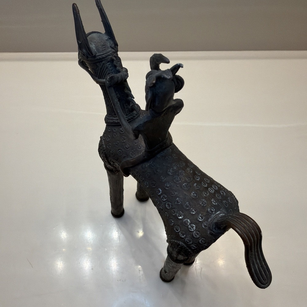 Indian Warrior Rider Horse Brass Casted Handcrafted Figurine Vintage Art Decor - Picture 15 of 16